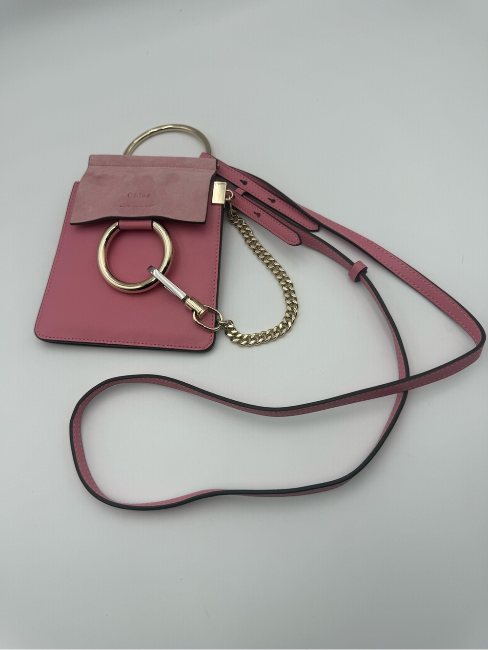 Chloé Small Pink Faye Leather Crossbody Bag with Gold Hardware